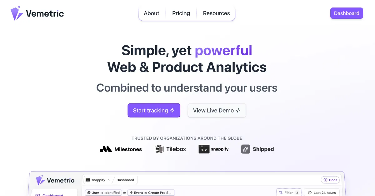 Screenshot of Vemetric